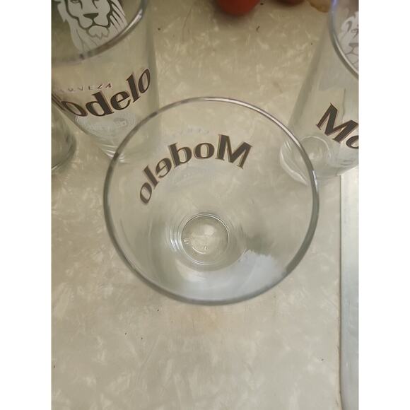 Modelo Cerveza Set Of 4 Pint Glasses Lion Logo - Picture 4 of 4